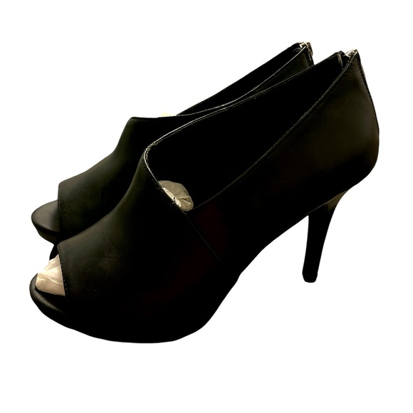 Black Peep Toe Booties - Picture 1 of 8